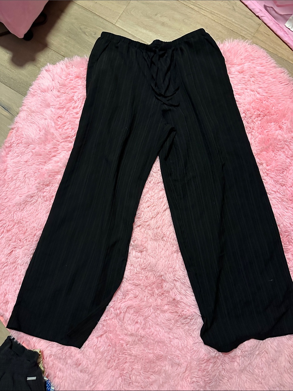 SHEIN Black Wide-Leg Drawstring Pants